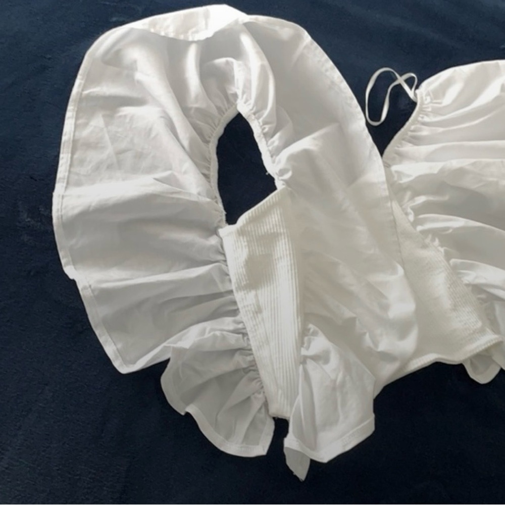 Zara White Ruffled Tank Top